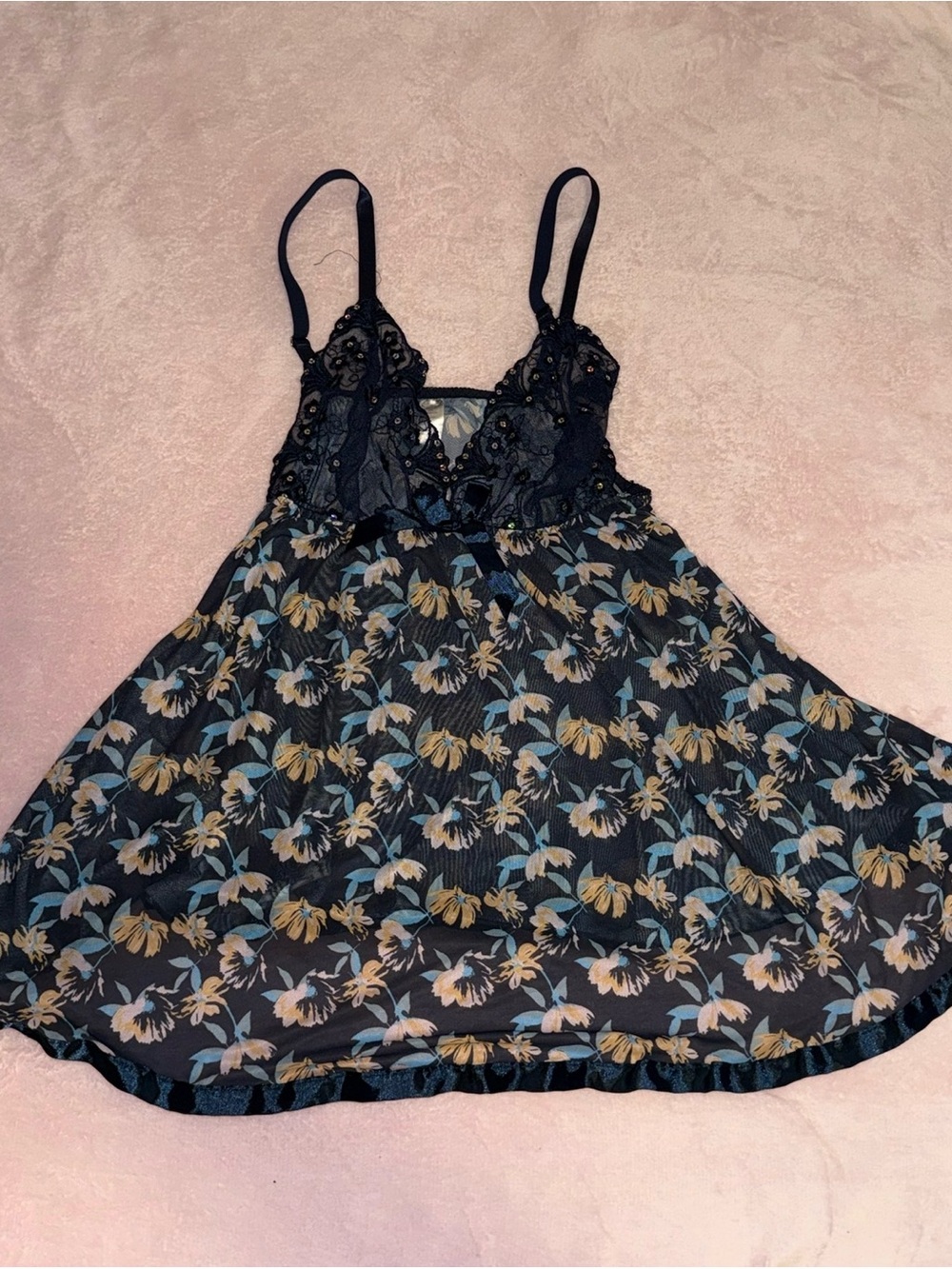 23 🖤vintage-inspired floral babydoll/lingerie dress 🖤🌸